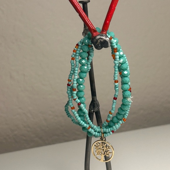 Turquoise Boho Multilayer Stackable Bracelets - Picture 3 of 9